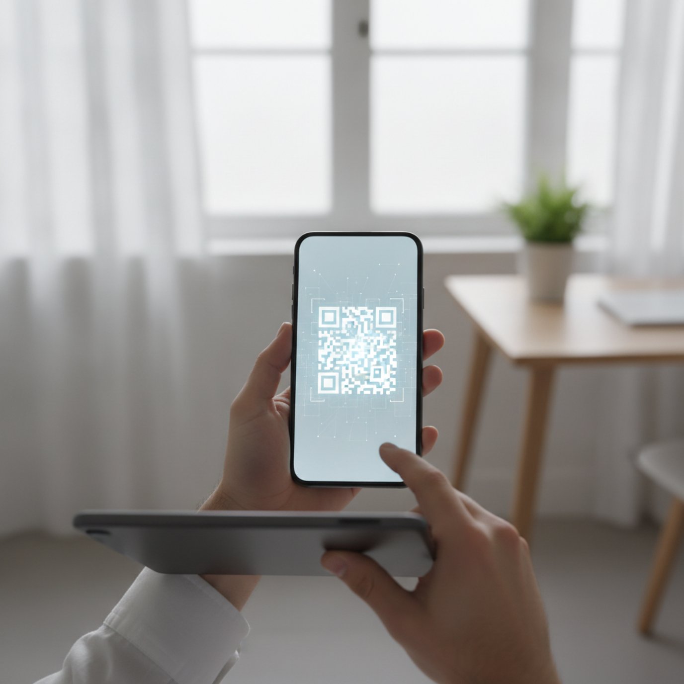 1pMobile eSIM｜QRコードでeSIMを設定しているイメージ