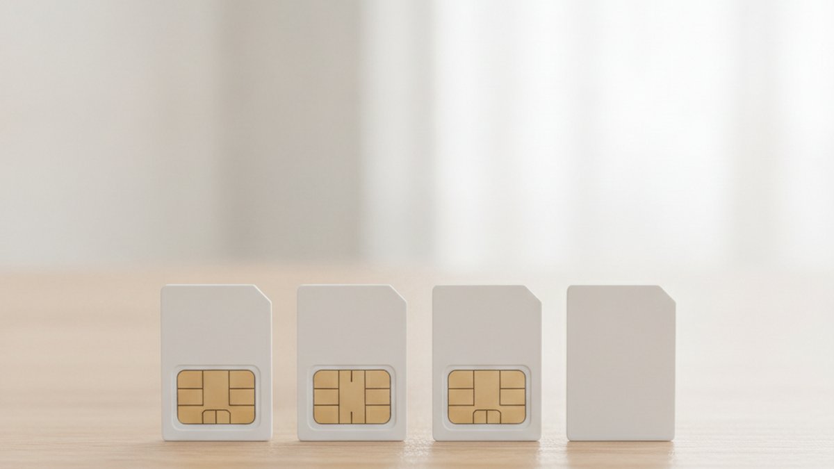 4枚のSIMカードが並んでいるイメージ｜与信不要SIM4社比較